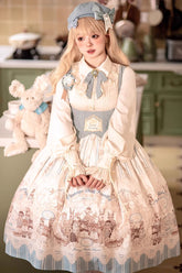 Doll's House Print Ruffle Embroidery Long Version Sweet Lolita Jsk Dress 2 Colors